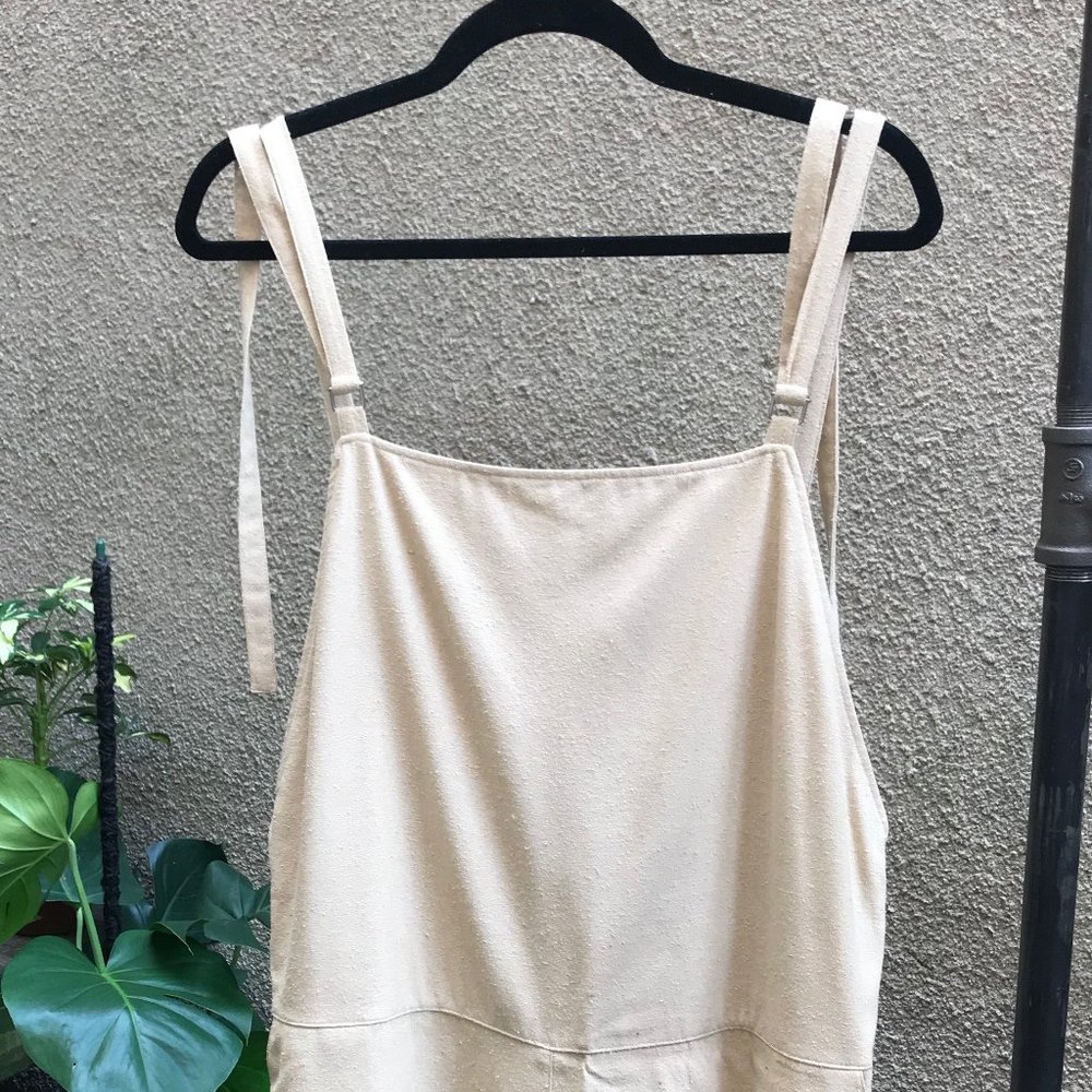 Base Range Short Strap Overall in Natural Raw Silk